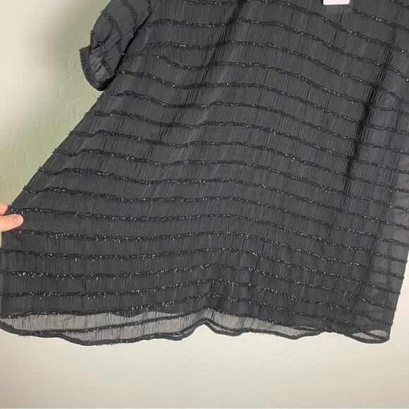 Torrid Black Abbey Lurex Chiffon Puff Short Sleeve Top 2X NWT 19132800 - Picture 5 of 13